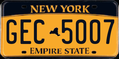 NY license plate GEC5007