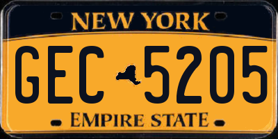 NY license plate GEC5205