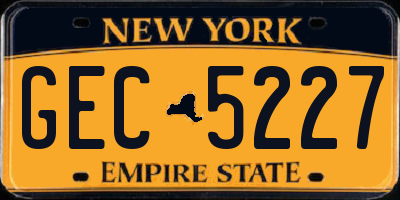NY license plate GEC5227
