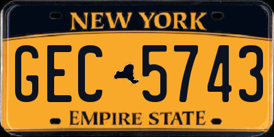 NY license plate GEC5743