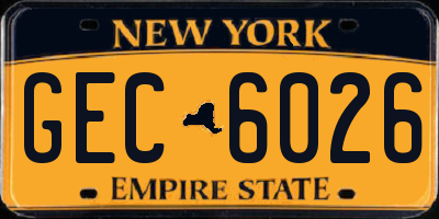 NY license plate GEC6026