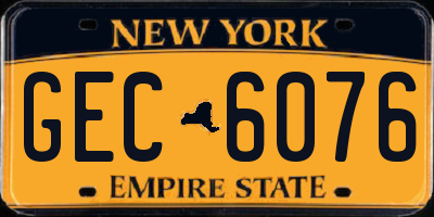 NY license plate GEC6076