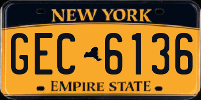 NY license plate GEC6136