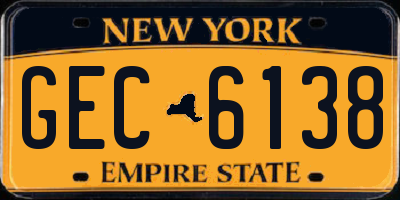 NY license plate GEC6138