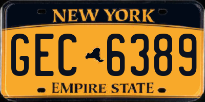 NY license plate GEC6389
