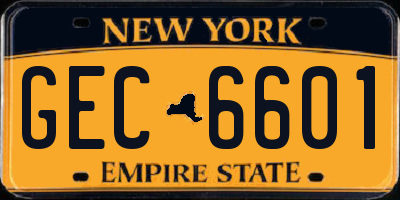 NY license plate GEC6601