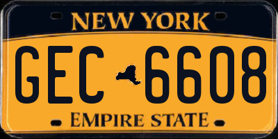 NY license plate GEC6608