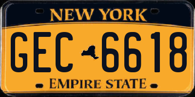 NY license plate GEC6618