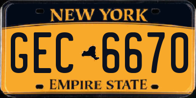 NY license plate GEC6670