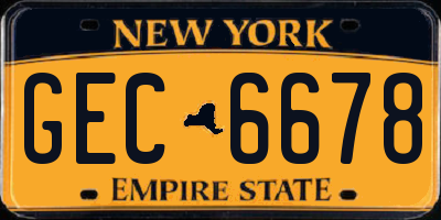 NY license plate GEC6678