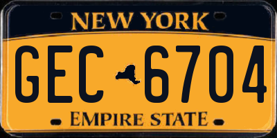 NY license plate GEC6704
