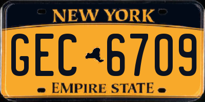 NY license plate GEC6709