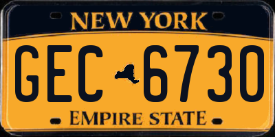 NY license plate GEC6730