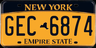 NY license plate GEC6874