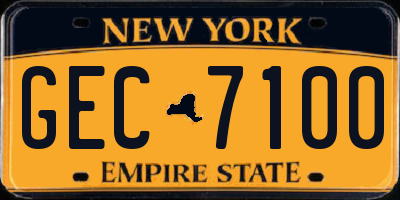 NY license plate GEC7100