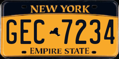 NY license plate GEC7234