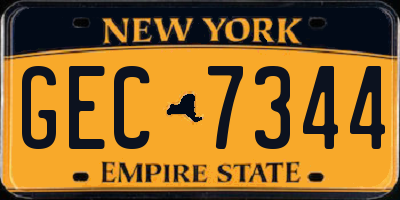 NY license plate GEC7344