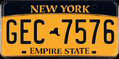 NY license plate GEC7576