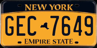 NY license plate GEC7649