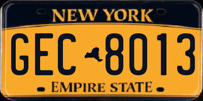 NY license plate GEC8013