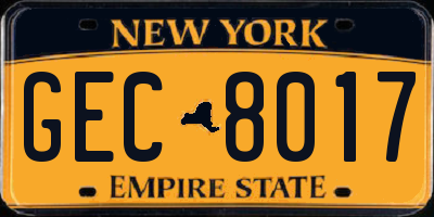 NY license plate GEC8017