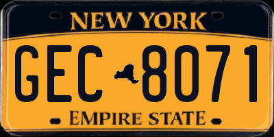 NY license plate GEC8071