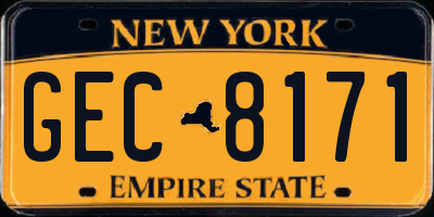 NY license plate GEC8171