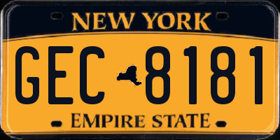 NY license plate GEC8181