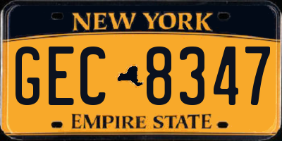 NY license plate GEC8347