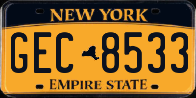 NY license plate GEC8533