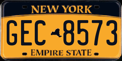 NY license plate GEC8573
