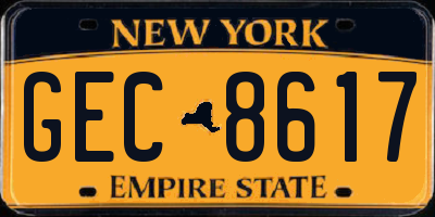 NY license plate GEC8617