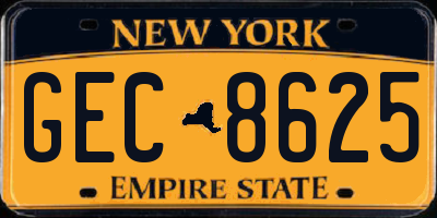 NY license plate GEC8625