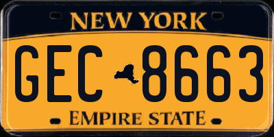 NY license plate GEC8663