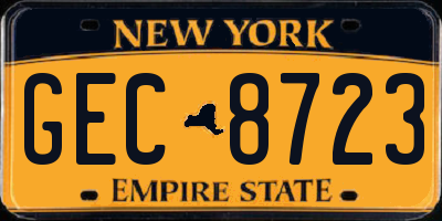 NY license plate GEC8723