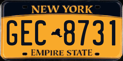 NY license plate GEC8731