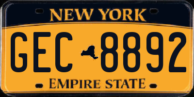 NY license plate GEC8892