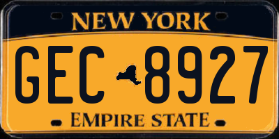 NY license plate GEC8927