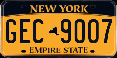 NY license plate GEC9007