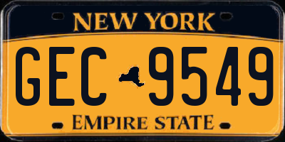 NY license plate GEC9549