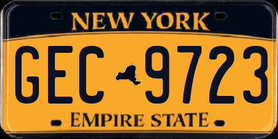 NY license plate GEC9723