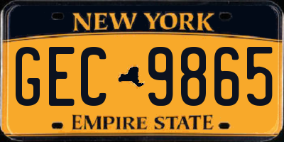 NY license plate GEC9865
