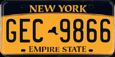 NY license plate GEC9866