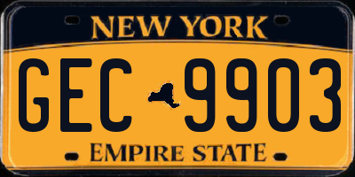 NY license plate GEC9903