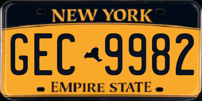 NY license plate GEC9982