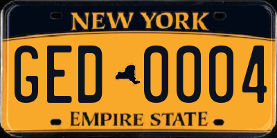 NY license plate GED0004