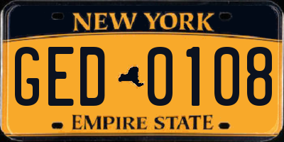 NY license plate GED0108