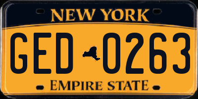 NY license plate GED0263