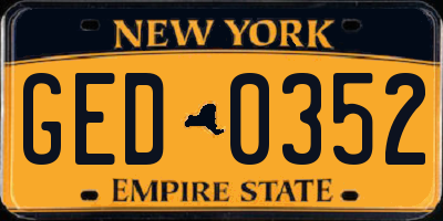 NY license plate GED0352