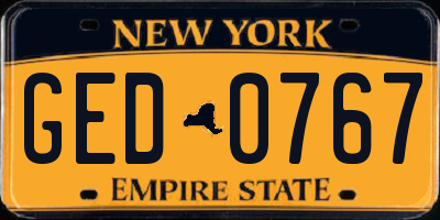 NY license plate GED0767